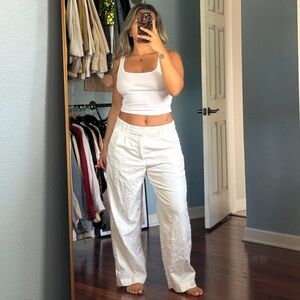 White Cotton/Linen Trousers
